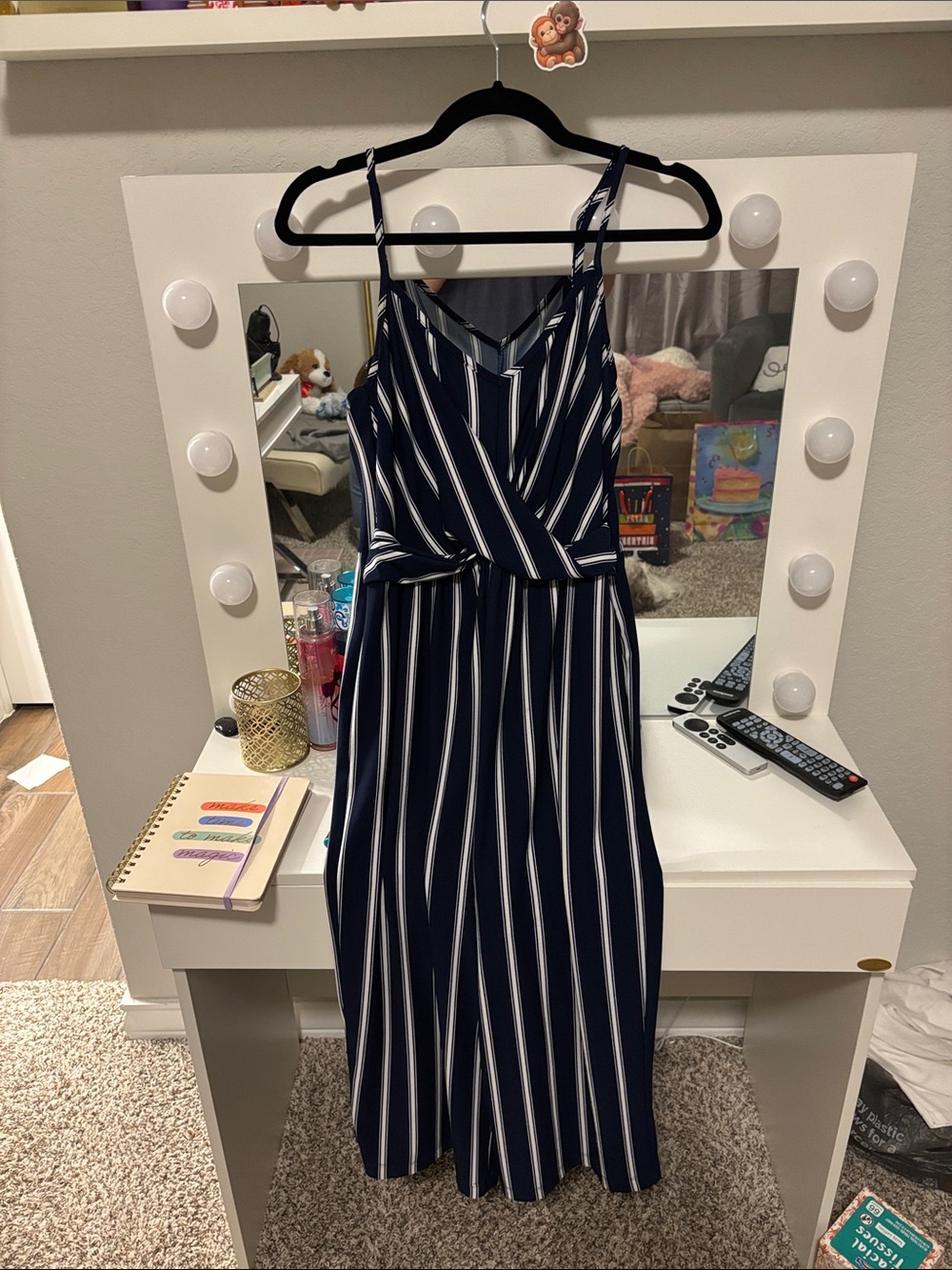Medium Candie's Navy & White Striped Maxi Dress
